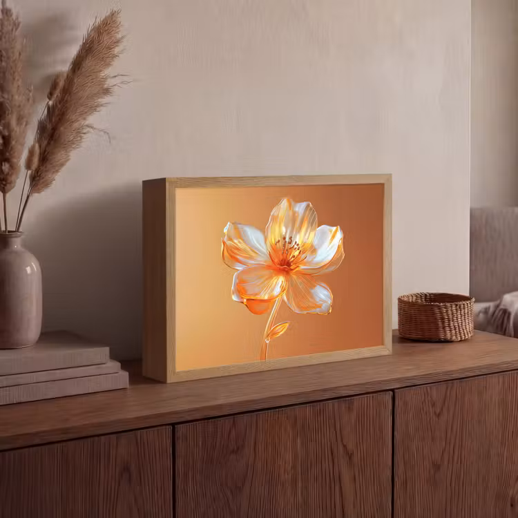 Lightbox - Wandlamp - Glazen - Bloem - Oranje — 4