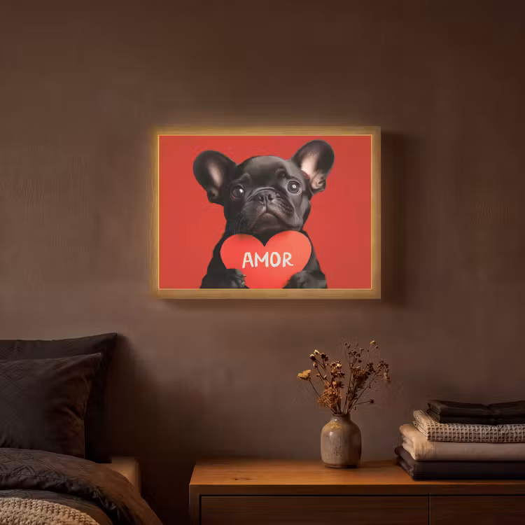 Lightbox - Wandlamp - Amor - Hond  - Hartje - Rood — 3