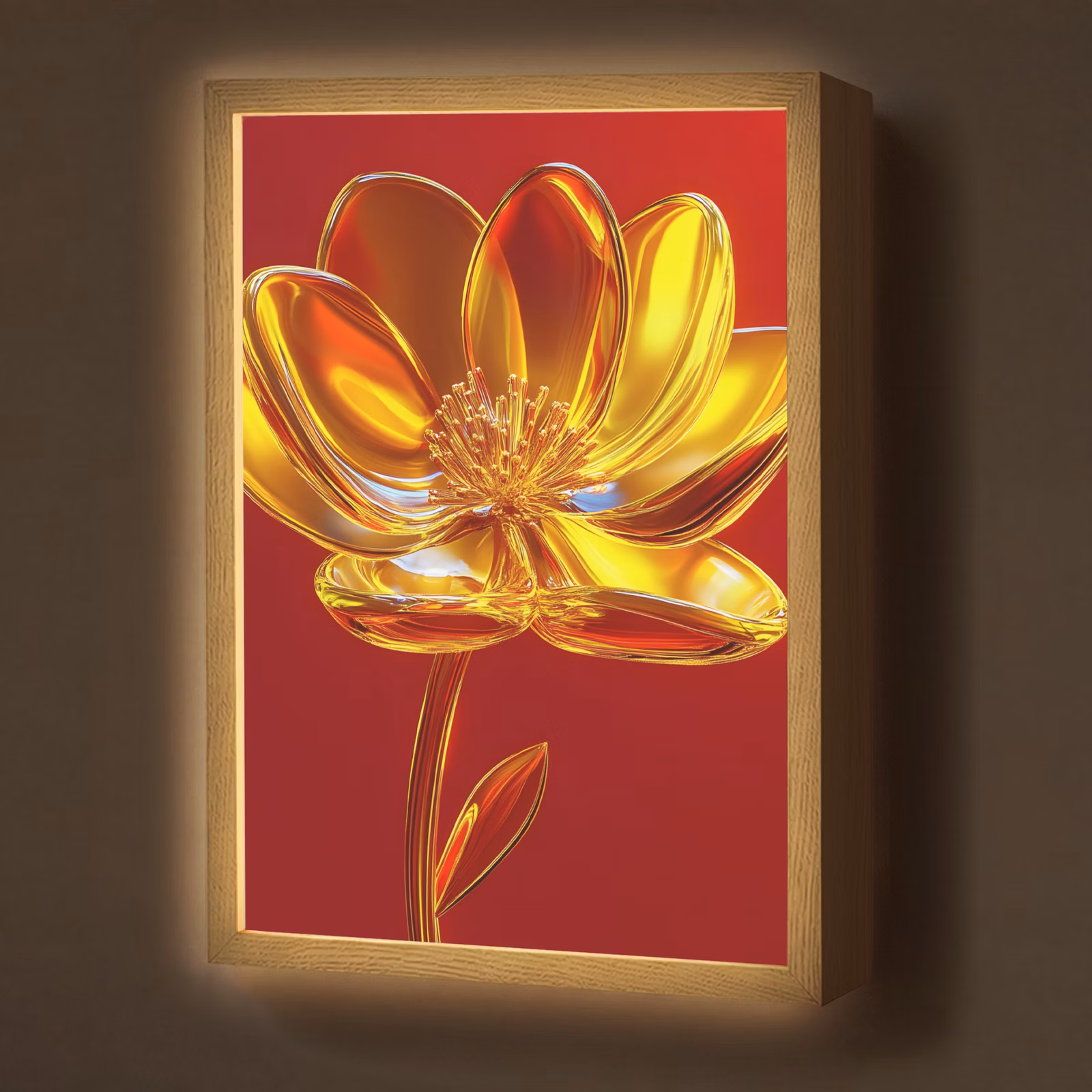 Lightbox - Wandlamp - Bloem - Goud - Glazen — 1