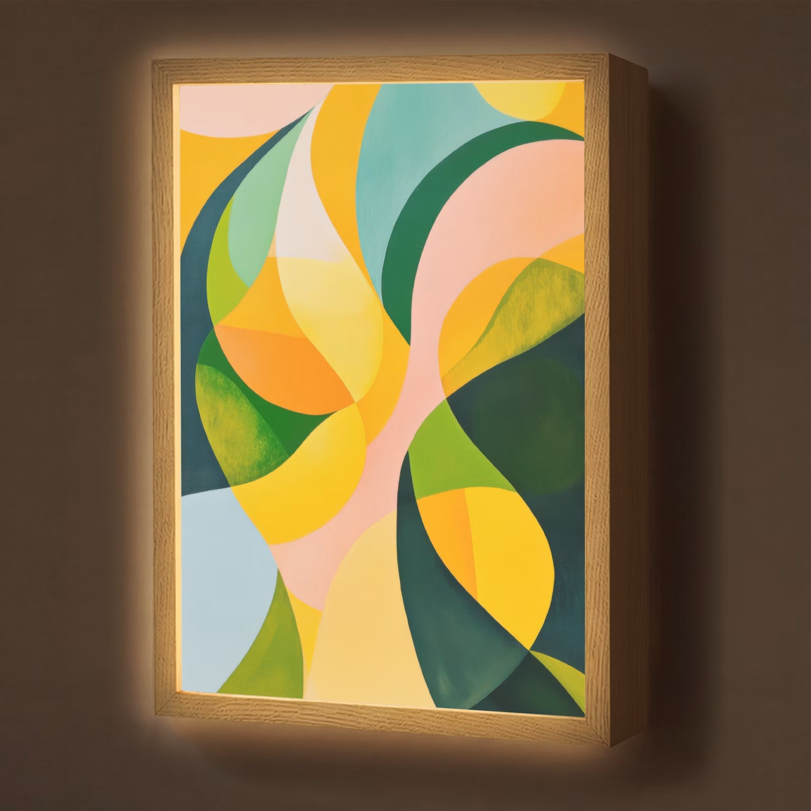 Lightbox - Wandlamp - Abstract - Geel - Roze - Groen — 1