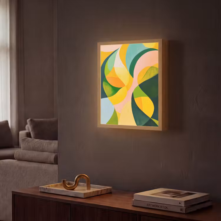Lightbox - Wandlamp - Abstract - Geel - Roze - Groen — 2