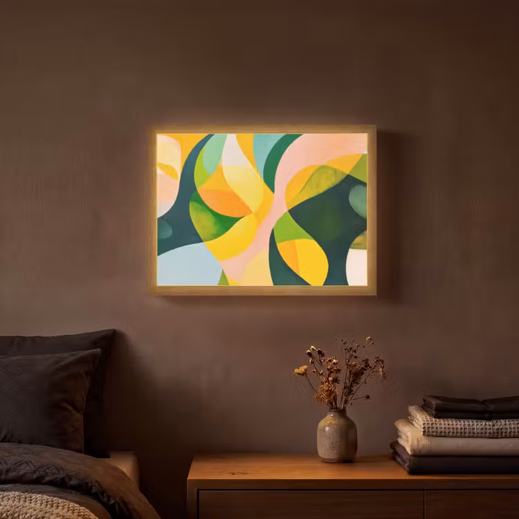 Lightbox - Wandlamp - Abstract - Geel - Roze - Groen — 3