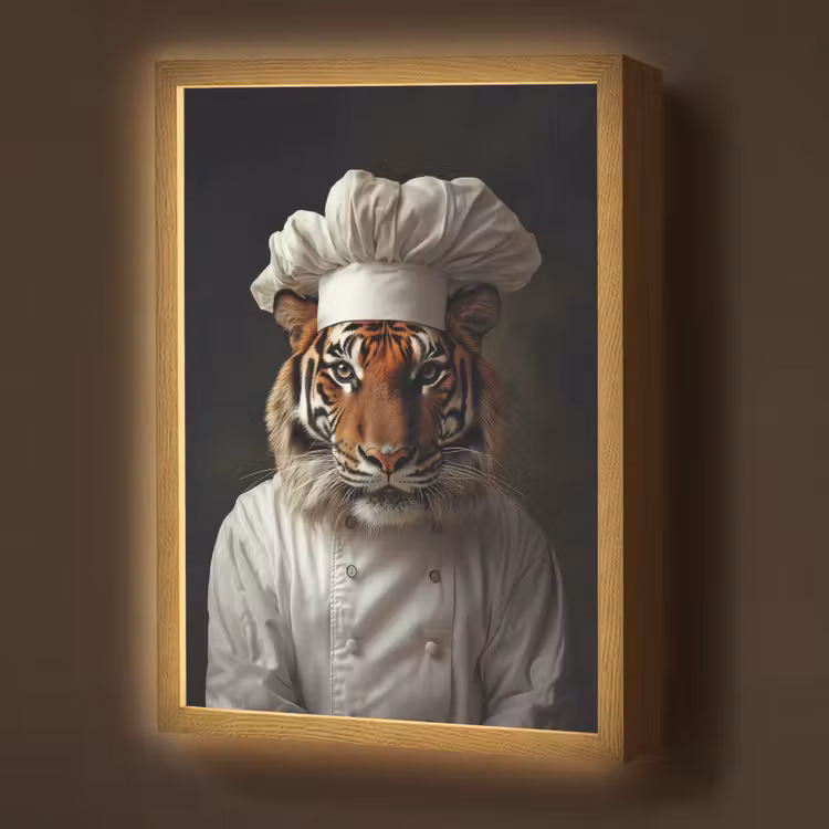 Lightbox - Wandlamp - Tijger - Kokskleding - Bruin — 1