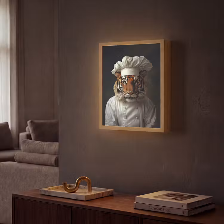 Lightbox - Wandlamp - Tijger - Kokskleding - Bruin — 2