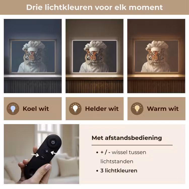 Lightbox - Wandlamp - Tijger - Kokskleding - Bruin — 8