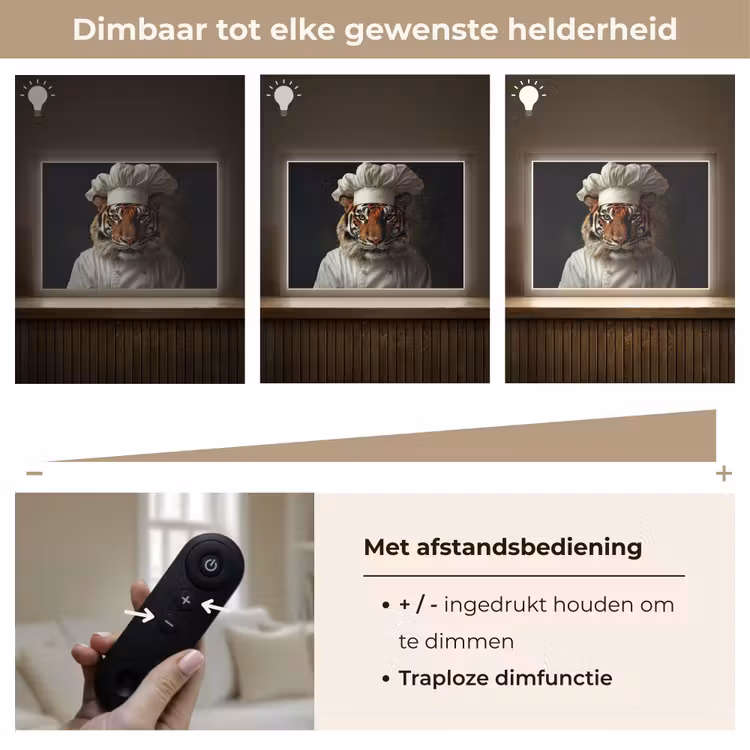 Lightbox - Wandlamp - Tijger - Kokskleding - Bruin — 9