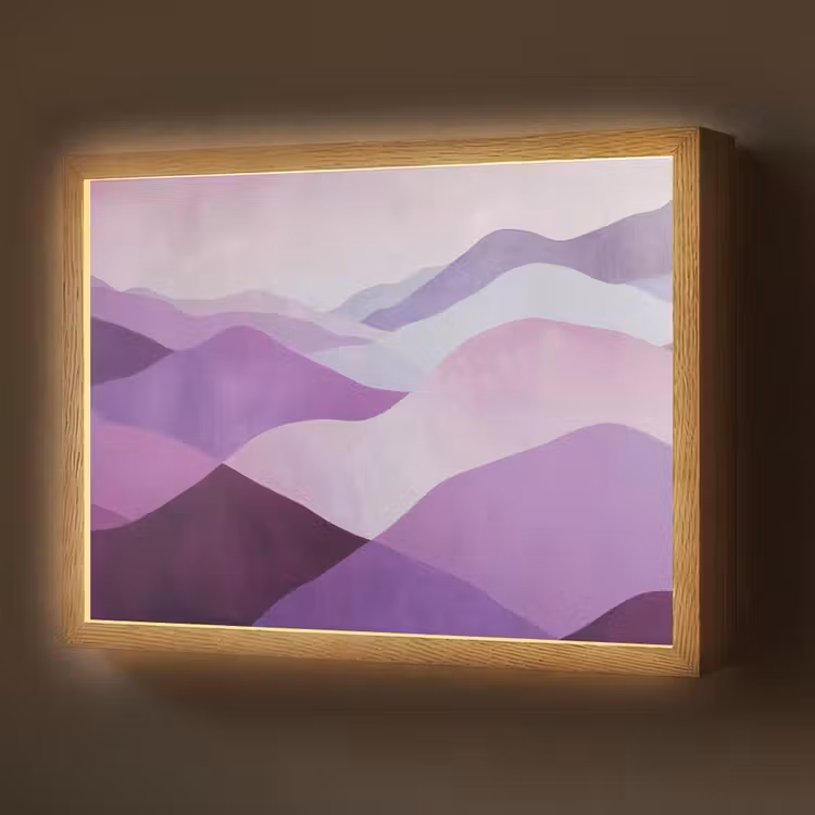 Lightbox - Wandlamp - Abstract - Heuvels - Landschap - Paars — 1