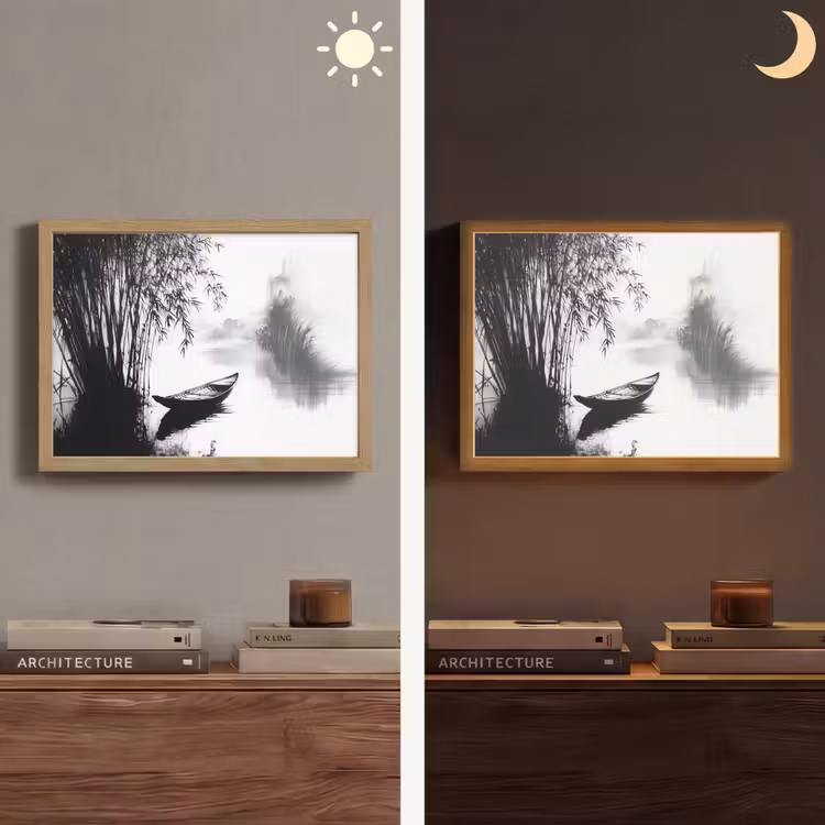Lightbox - Wandlamp - Boot - Rivier - Bamboe - Wit — 6