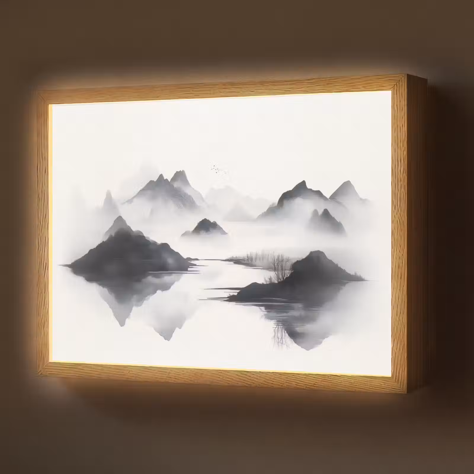 Lightbox - Wandlamp - Bergen - Mistig - Water - Wit — 1