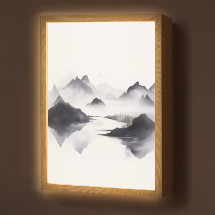 Lightbox - Wandlamp - Bergen - Mistig - Water - Wit — 1