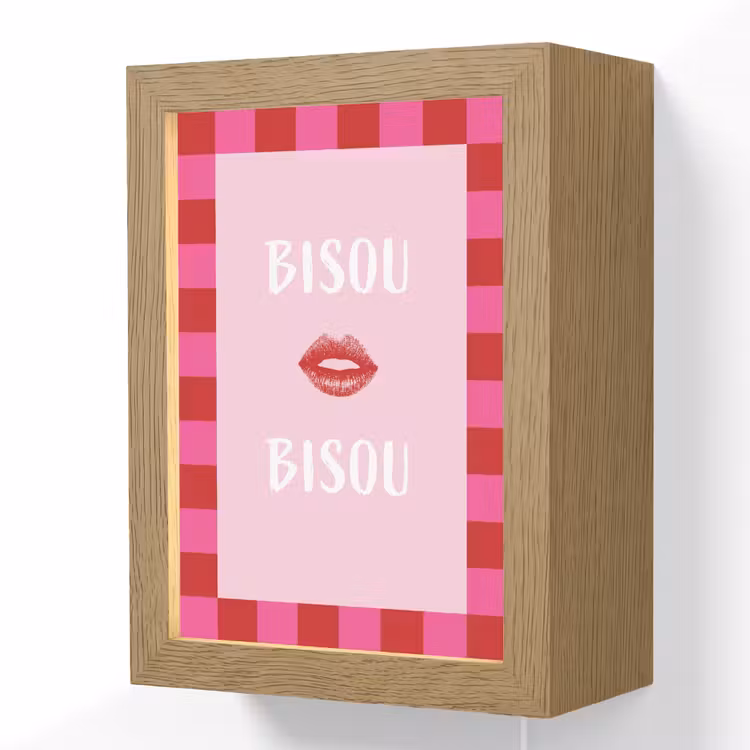 Lightbox - Wandlamp - Kiss - Roze - Frans - Valentijn — 1