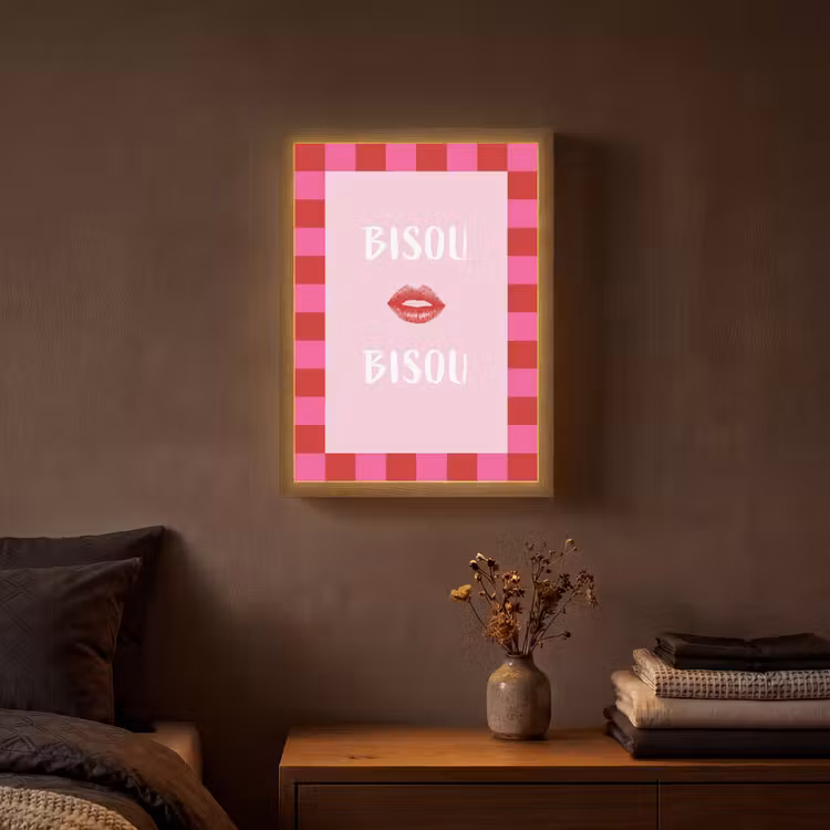 Lightbox - Wandlamp - Kiss - Roze - Frans - Valentijn — 3