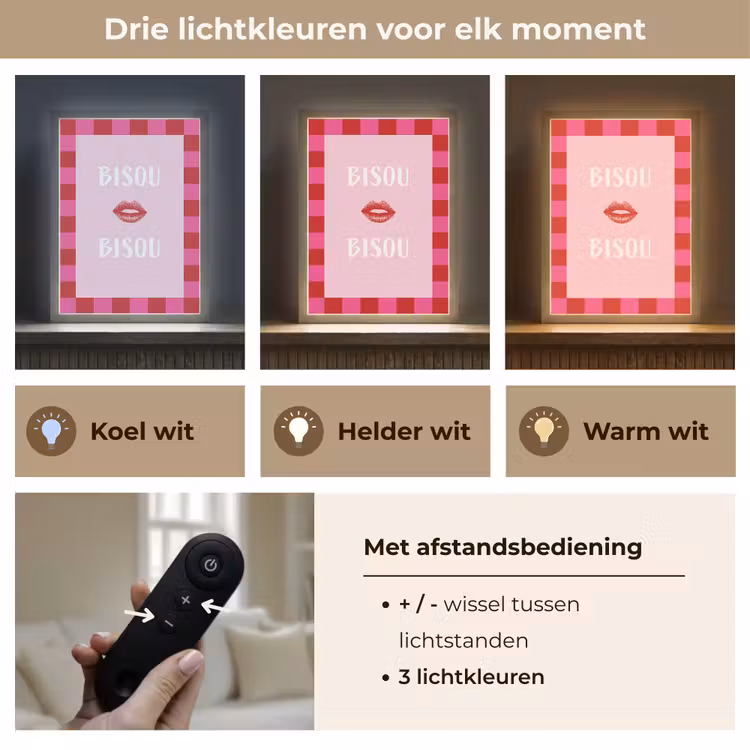 Lightbox - Wandlamp - Kiss - Roze - Frans - Valentijn — 7