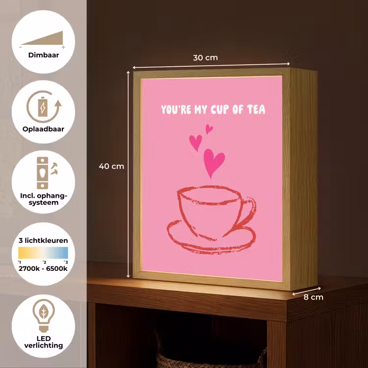 Lightbox - Wandlamp - Thee - Roze - Valentijn - Tekst — 9