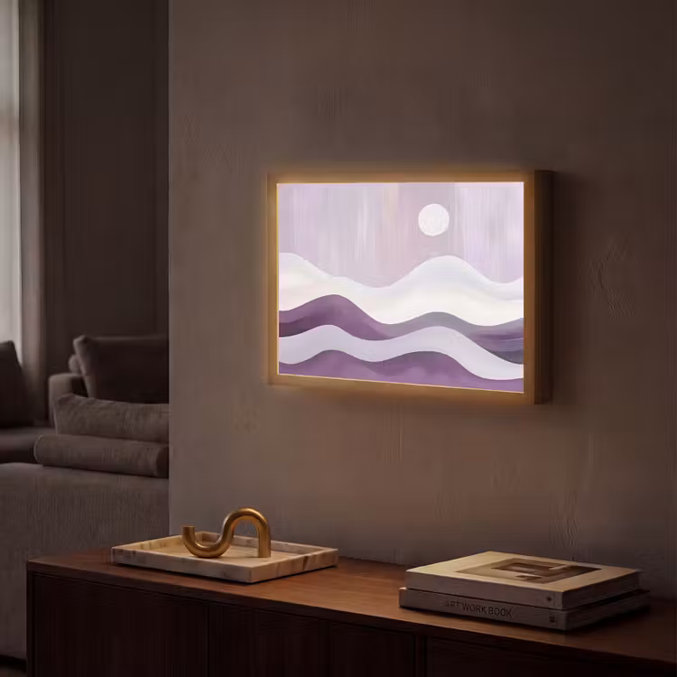 Lightbox - Wandlamp - Golven - Heuvels - Abstract - Paars — 2