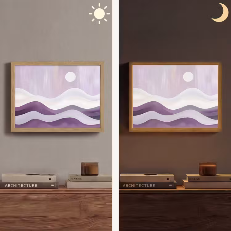 Lightbox - Wandlamp - Golven - Heuvels - Abstract - Paars — 6