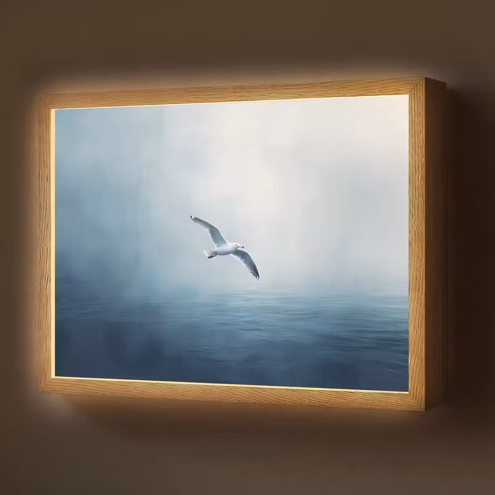 Lightbox - Wandlamp - Meeuw - Wit - Zee - Mistig — 1