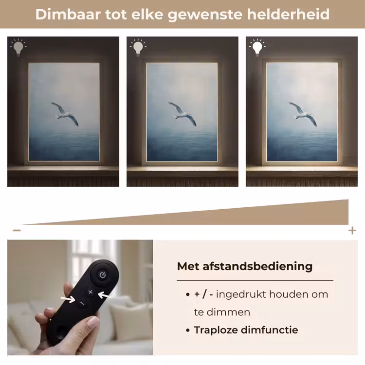 Lightbox - Wandlamp - Meeuw - Wit - Zee - Mistig — 8