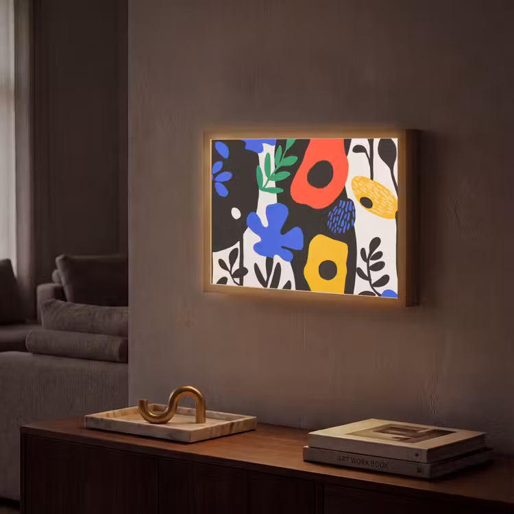 Lightbox - Wandlamp - Bloemen - Bladeren - Abstract - Zwart — 2