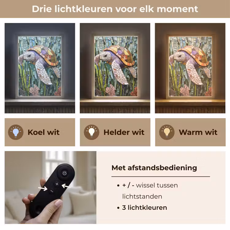 Lightbox - Wandlamp - Schildpad - Zeewier - Mozaïek — 7
