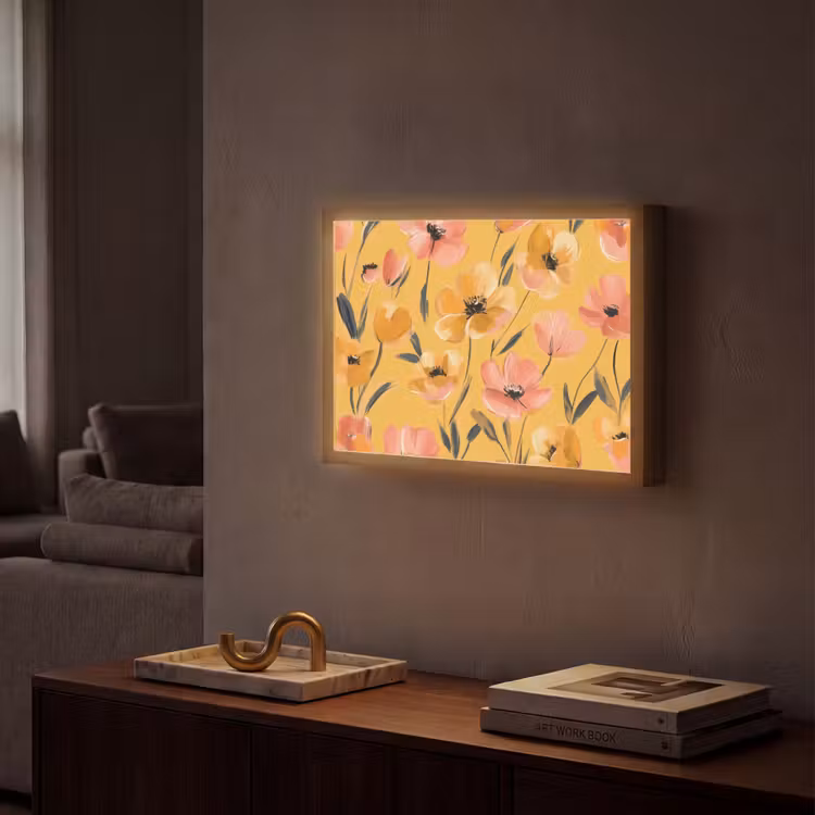 Lightbox - Wandlamp - Bloemen - Geschilderd - Geel — 2