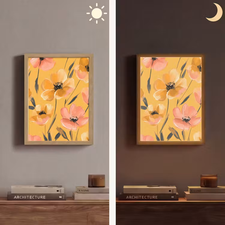 Lightbox - Wandlamp - Bloemen - Geschilderd - Geel — 5