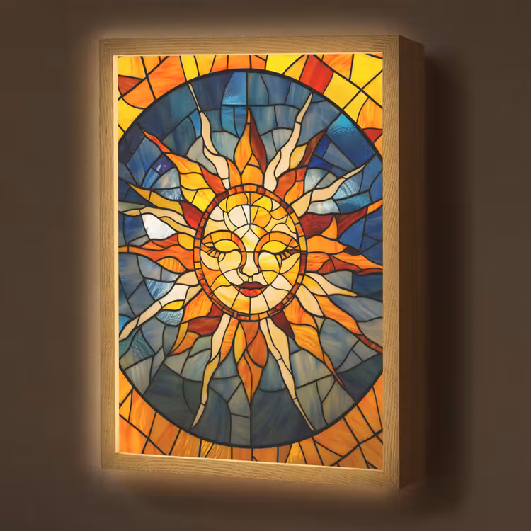 Lightbox - Wandlamp - Mozaïek - Zon - Geel - Cirkel — 1
