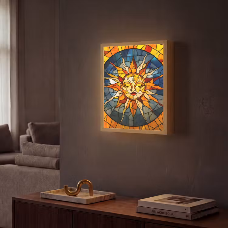 Lightbox - Wandlamp - Mozaïek - Zon - Geel - Cirkel — 2