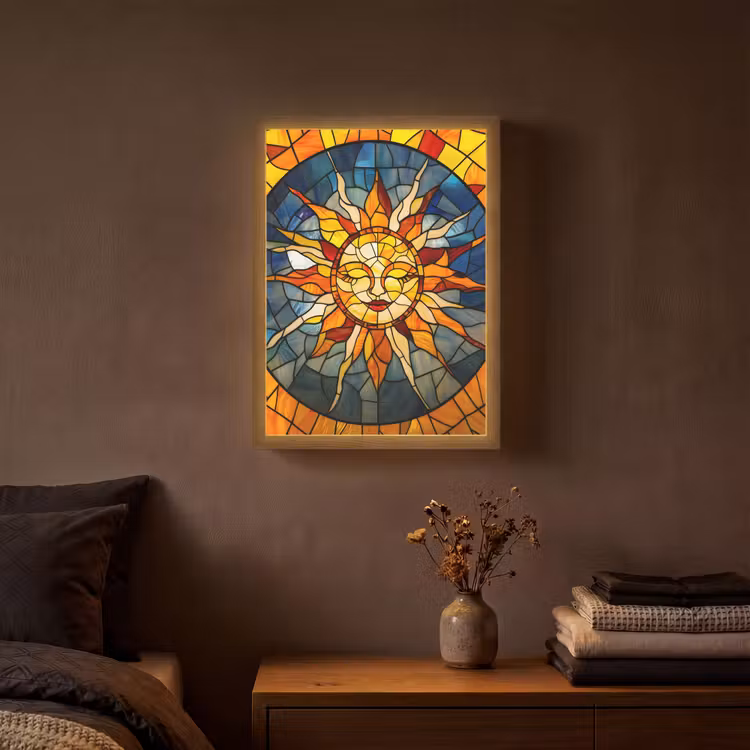 Lightbox - Wandlamp - Mozaïek - Zon - Geel - Cirkel — 3