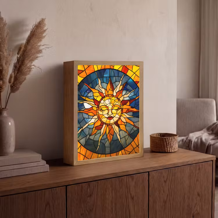 Lightbox - Wandlamp - Mozaïek - Zon - Geel - Cirkel — 4