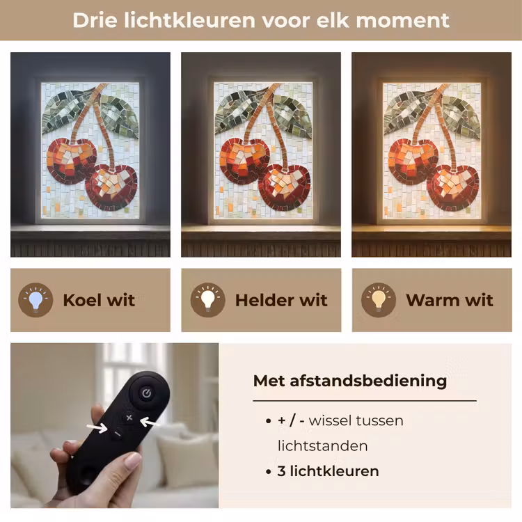 Lightbox - Wandlamp - Kersen - Rood - Mozaïek - Blaadjes — 7