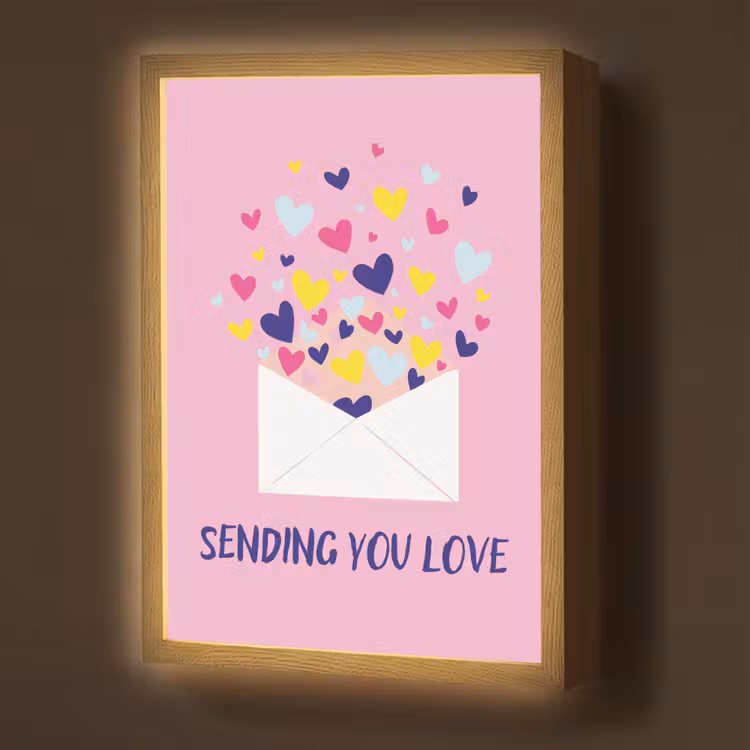 Lightbox - Wandlamp - Envelop - Love - Hartjes - Valentijn — 1