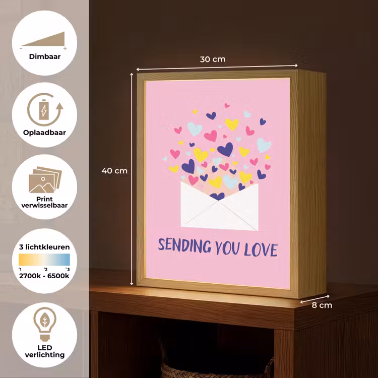 Lightbox - Wandlamp - Envelop - Love - Hartjes - Valentijn — 9