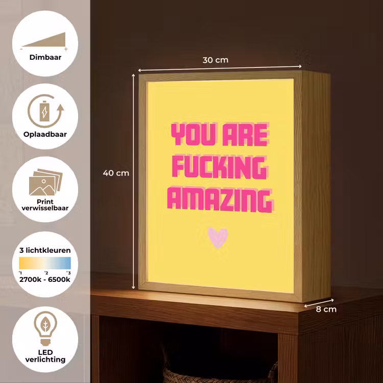 Lightbox - Wandlamp - Geel - Valentijn - Tekst — 9