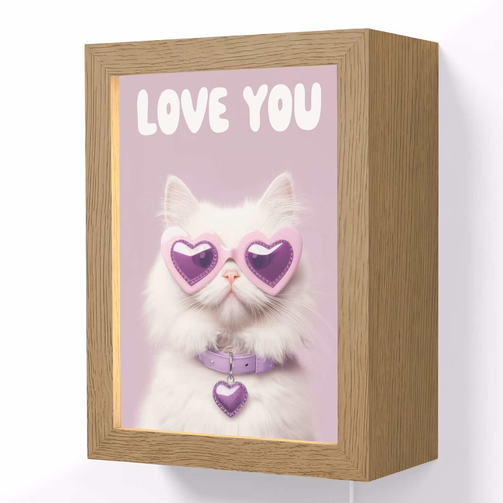 Lightbox - Wandlamp - Kat - Love - Paars - Valentijn — 1