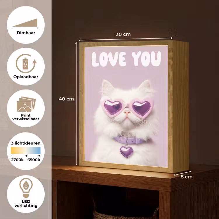Lightbox - Wandlamp - Kat - Love - Paars - Valentijn — 9