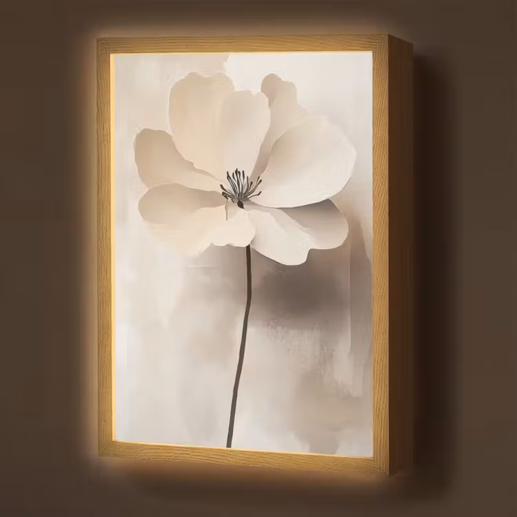 Lightbox - Wandlamp - Bloem - Beige - Verf - Schaduw — 1
