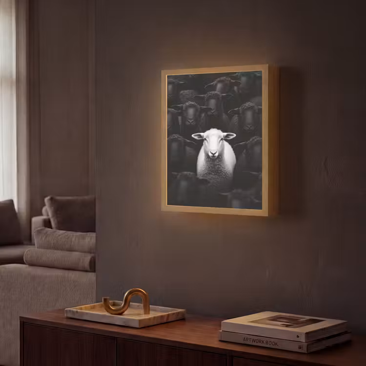 Lightbox - Wandlamp - Schapen - Wit - Duisternis — 2