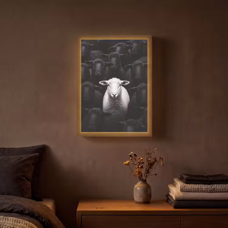 Lightbox - Wandlamp - Schapen - Wit - Duisternis — 3