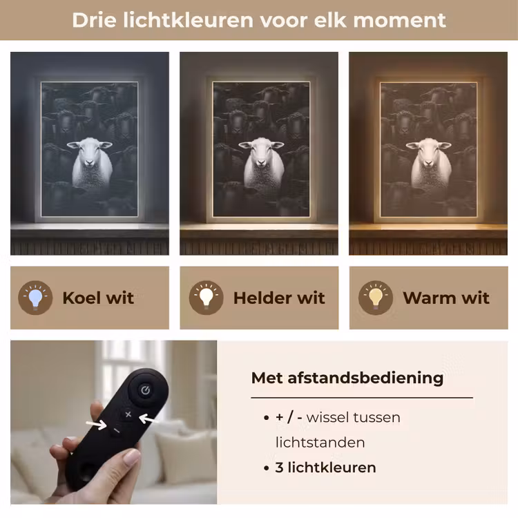 Lightbox - Wandlamp - Schapen - Wit - Duisternis — 7