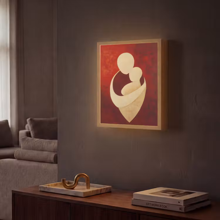 Lightbox - Wandlamp - Abstract - Moeder - Kind - Rood — 2