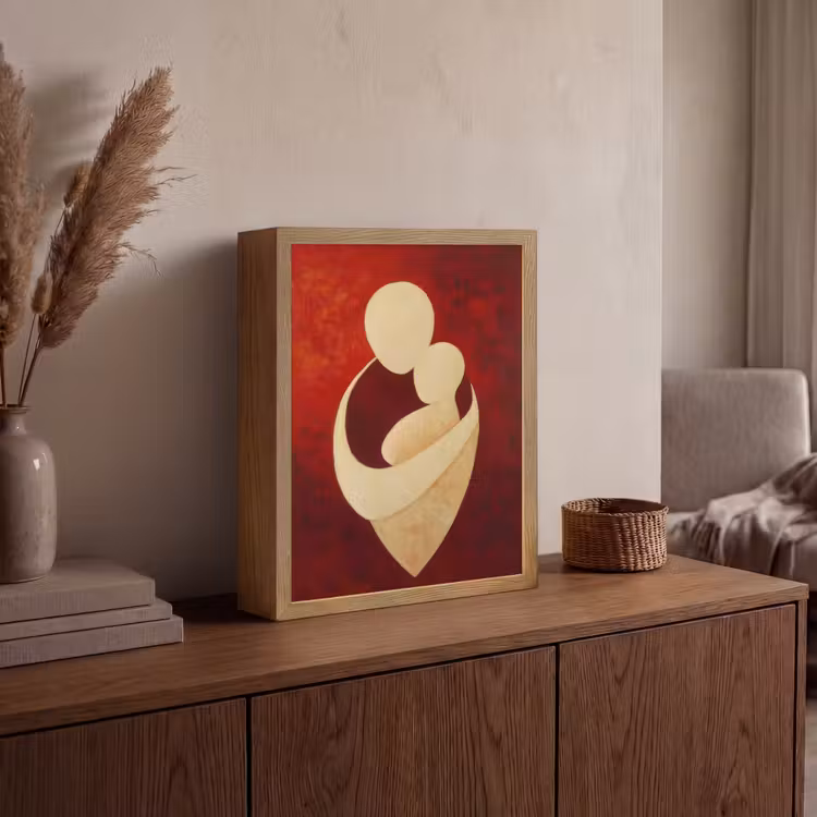 Lightbox - Wandlamp - Abstract - Moeder - Kind - Rood — 4