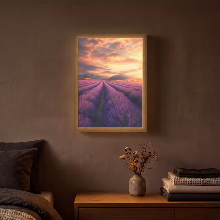 Lightbox - Wandlamp - Lavendelveld - Zonsondergang - Paars — 3