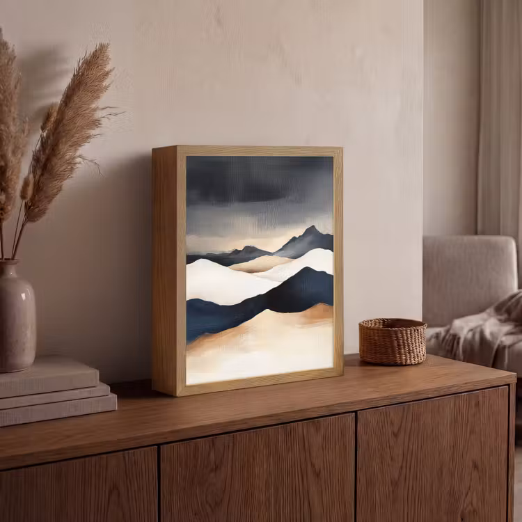 Lightbox - Wandlamp - Bergen - Donkerblauw - Landschap — 4
