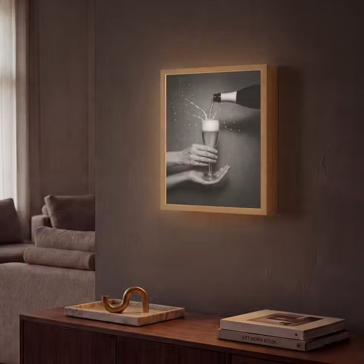 Lightbox - Wandlamp - Champagnefles - Glas - Minimalistisch - Spetters — 2