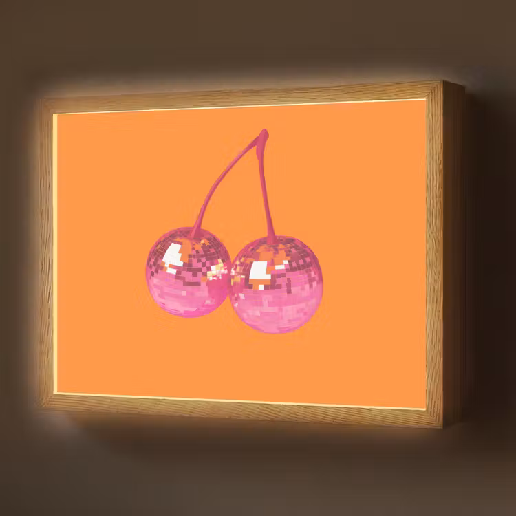 Lightbox - Wandlamp - Discoballen - Kers - Spiegels - Roze — 1