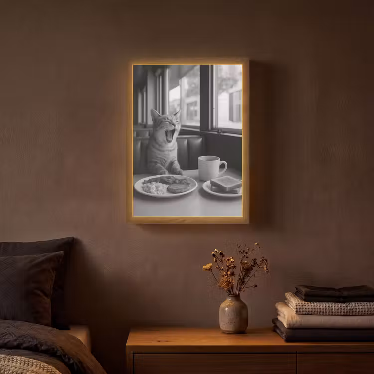 Lightbox - Wandlamp - Kat - Koffie - Brood - Zwart — 3