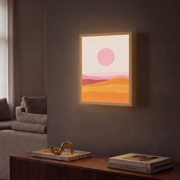 Lightbox - Wandlamp - Heuvels - Oranje - Zon - Abstract — 2