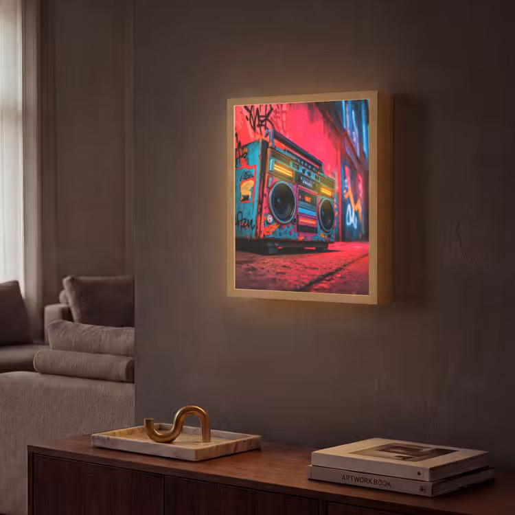 Lightbox - Wandlamp - Boombox - Rood - Graffiti - Neon — 2