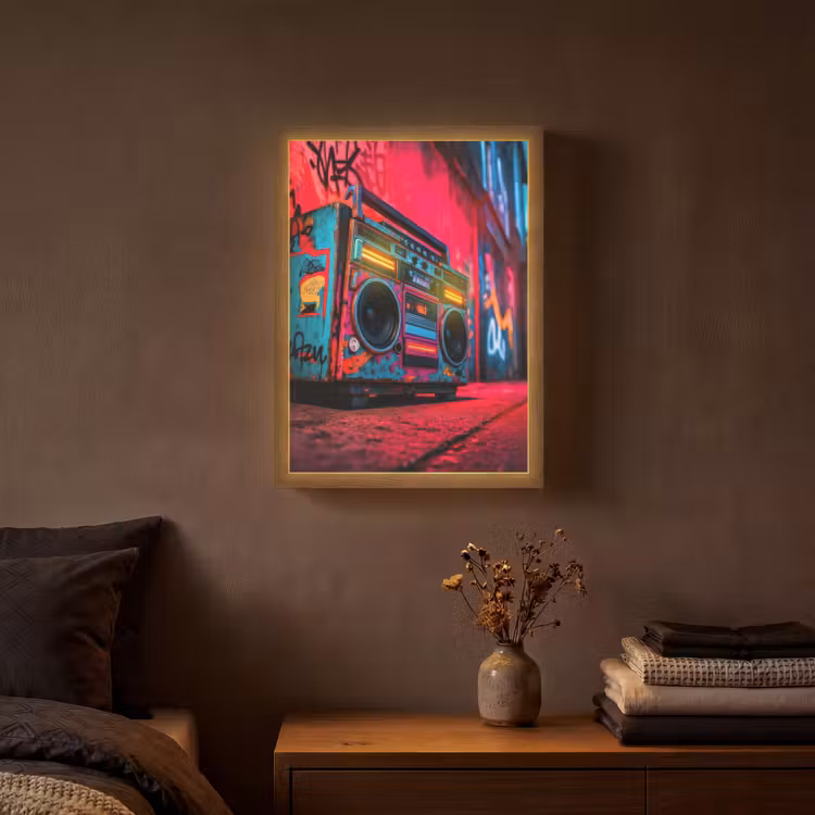 Lightbox - Wandlamp - Boombox - Rood - Graffiti - Neon — 3